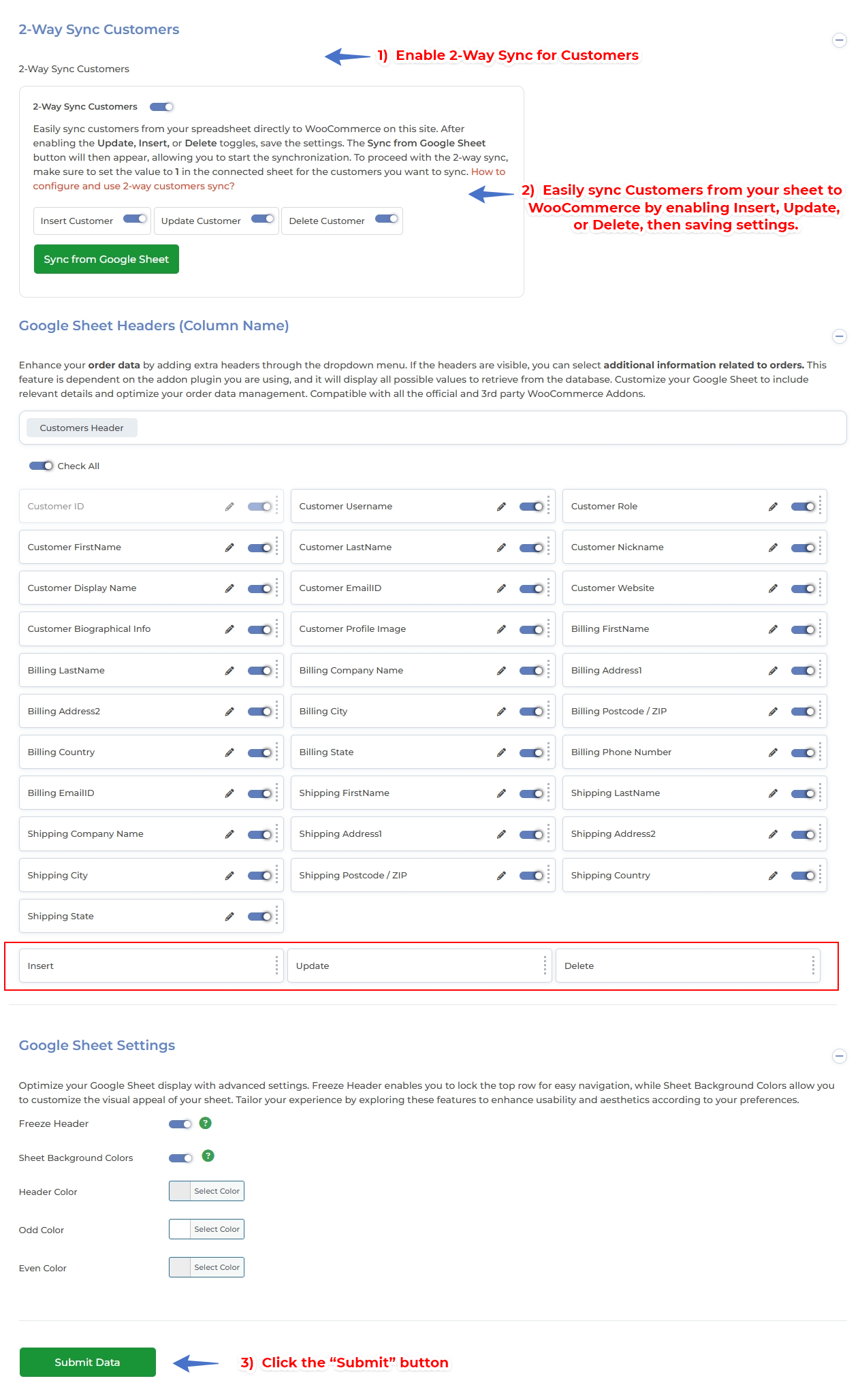 2-Way Sync PRO Version (New) – Google Sheet Connector 2-Way Sync Customers Configuration: Sheet to WooCommerce