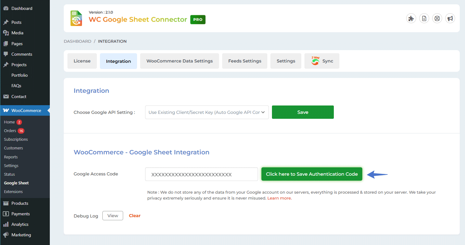 Manual Google API Integration setup guide