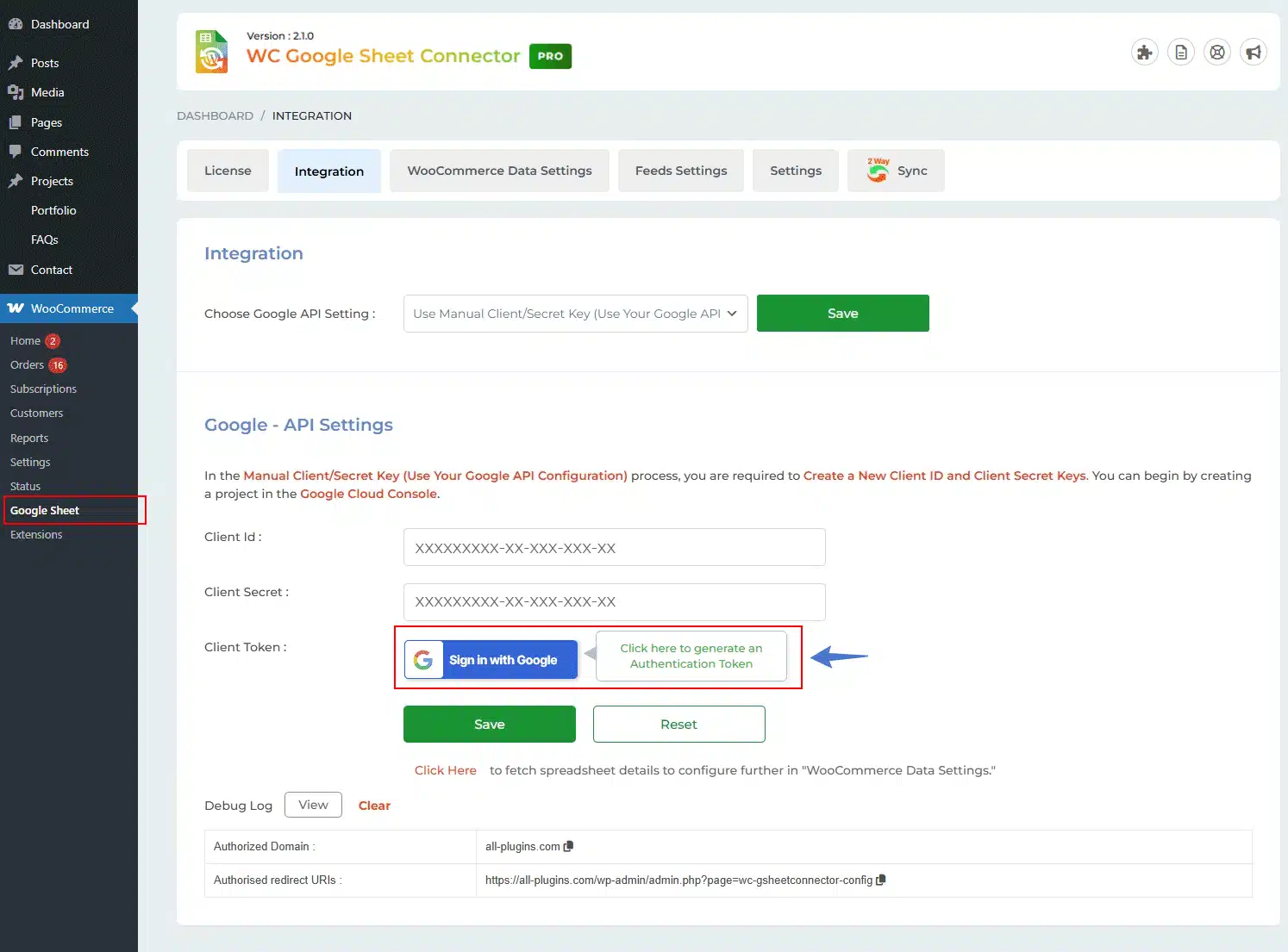 Manual Google API Integration setup guide