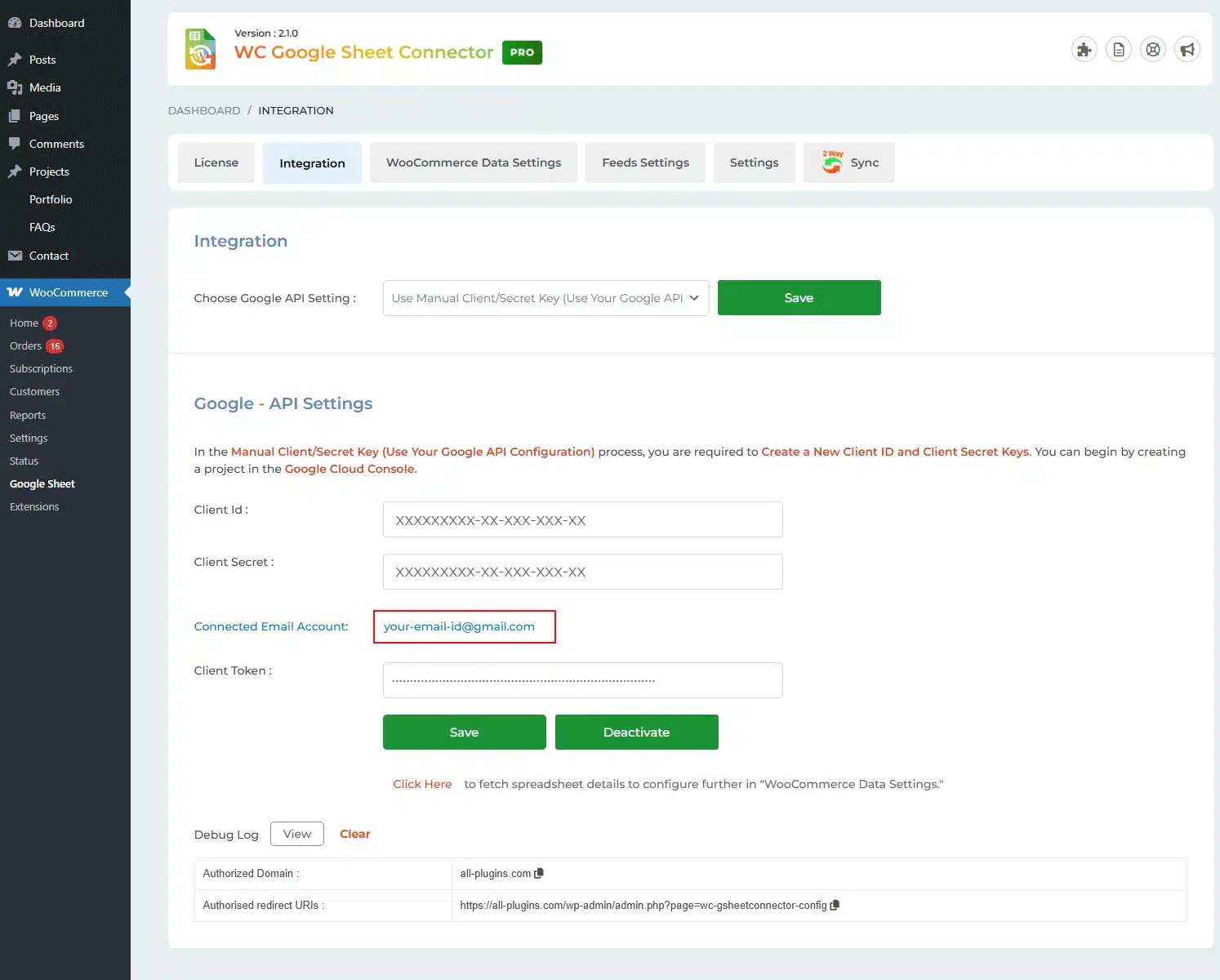 Manual Google API Integration setup guide