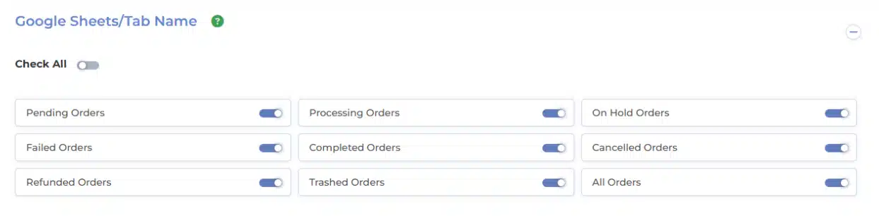 WooCommerce Google Sheets Integration Settings