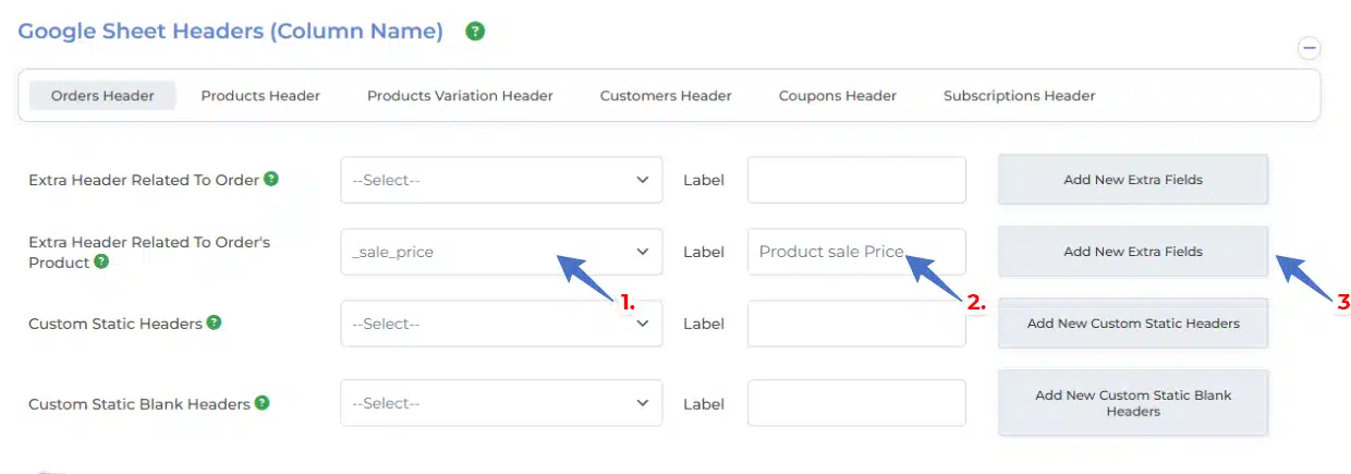 WooCommerce Google Sheets Integration Settings