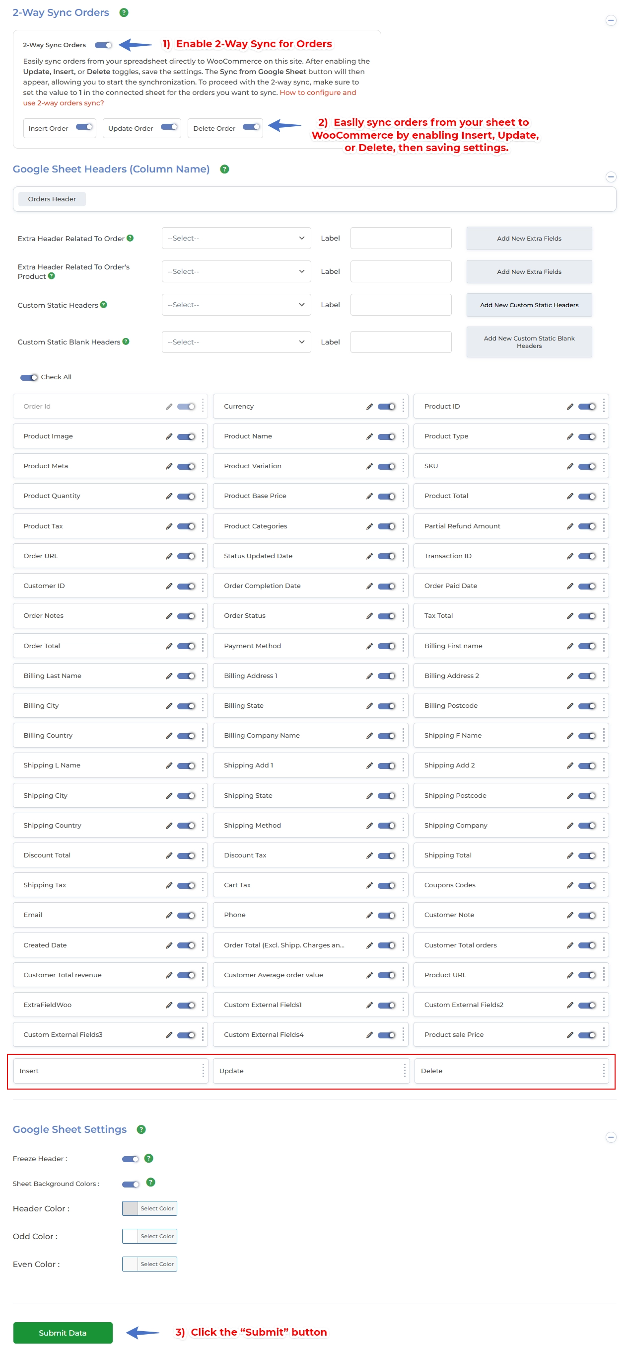 2-Way Sync Orders Configuration: Sheet to WooCommerce