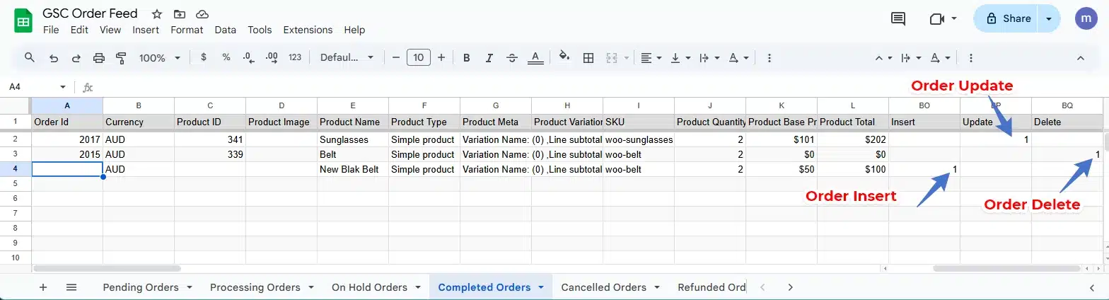 GSheet Connector Order Feed
