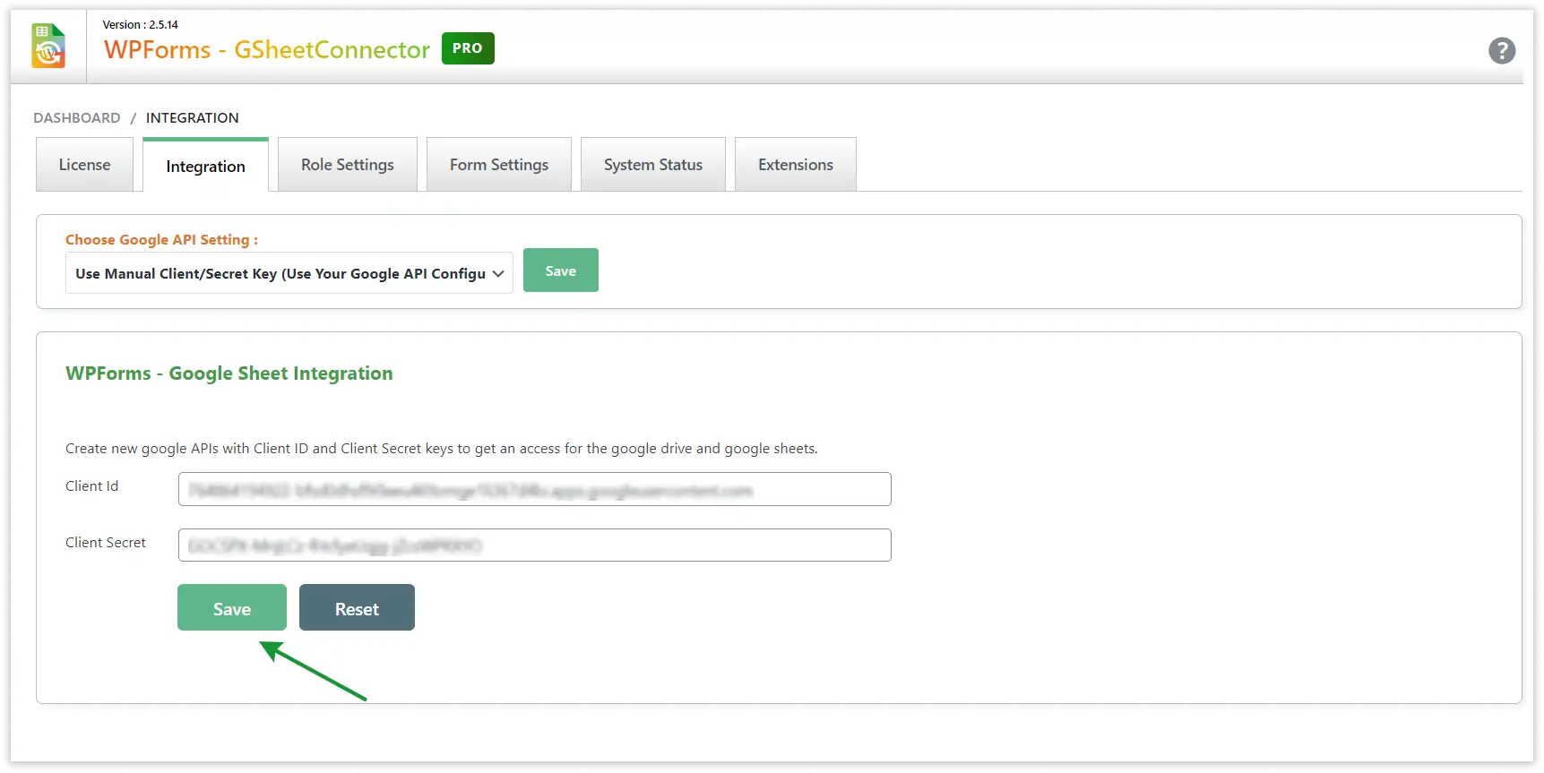 Manual Google Integration GSheetConnector configuration