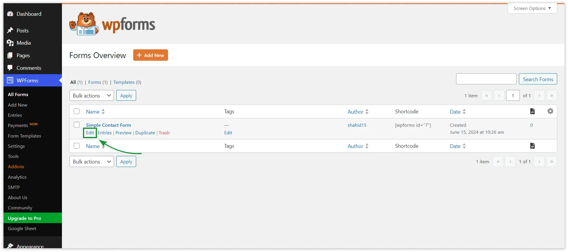WPForms Google Sheet Connector PRO settings dashboard