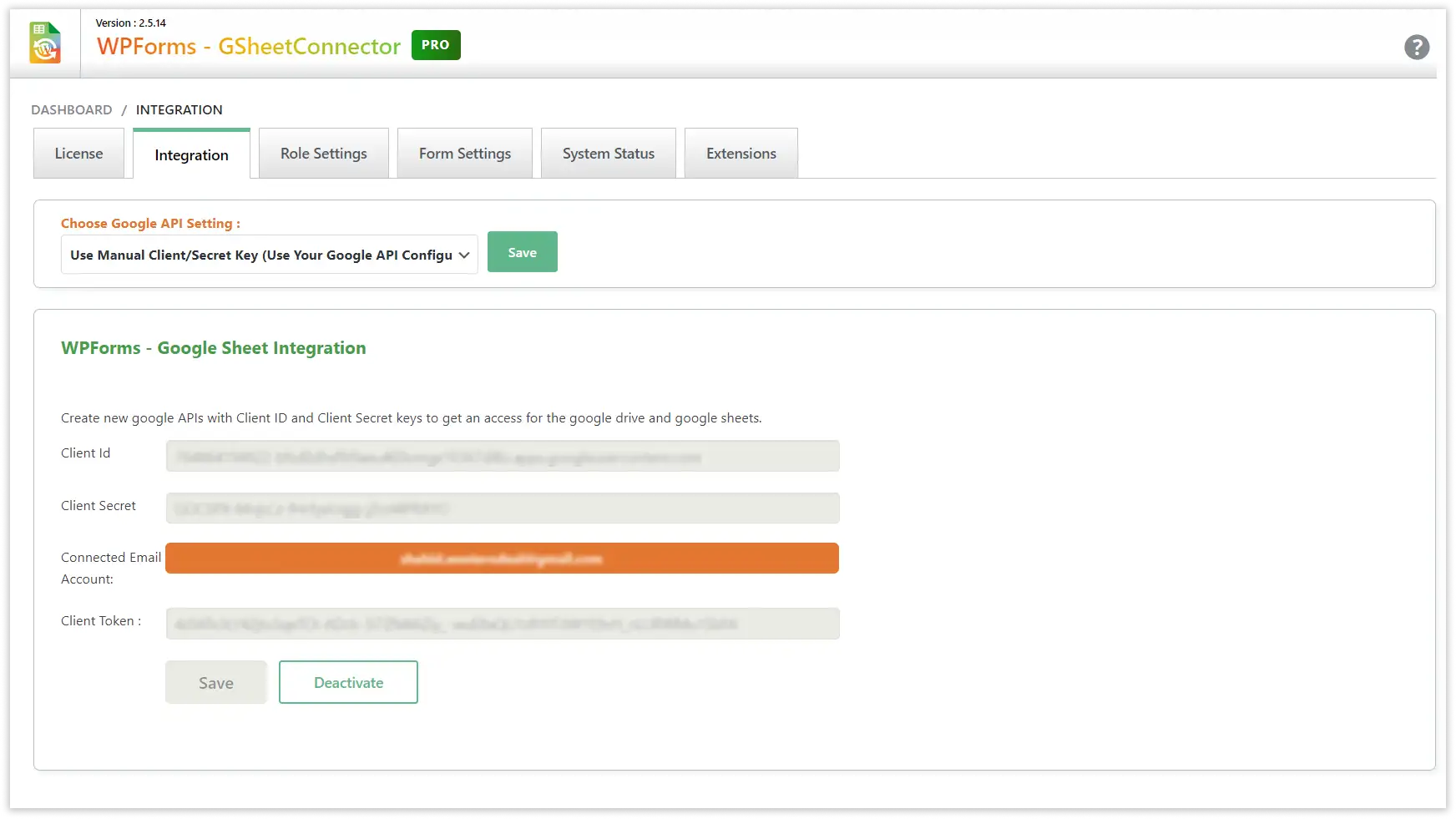 Manual Google Integration GSheetConnector configuration