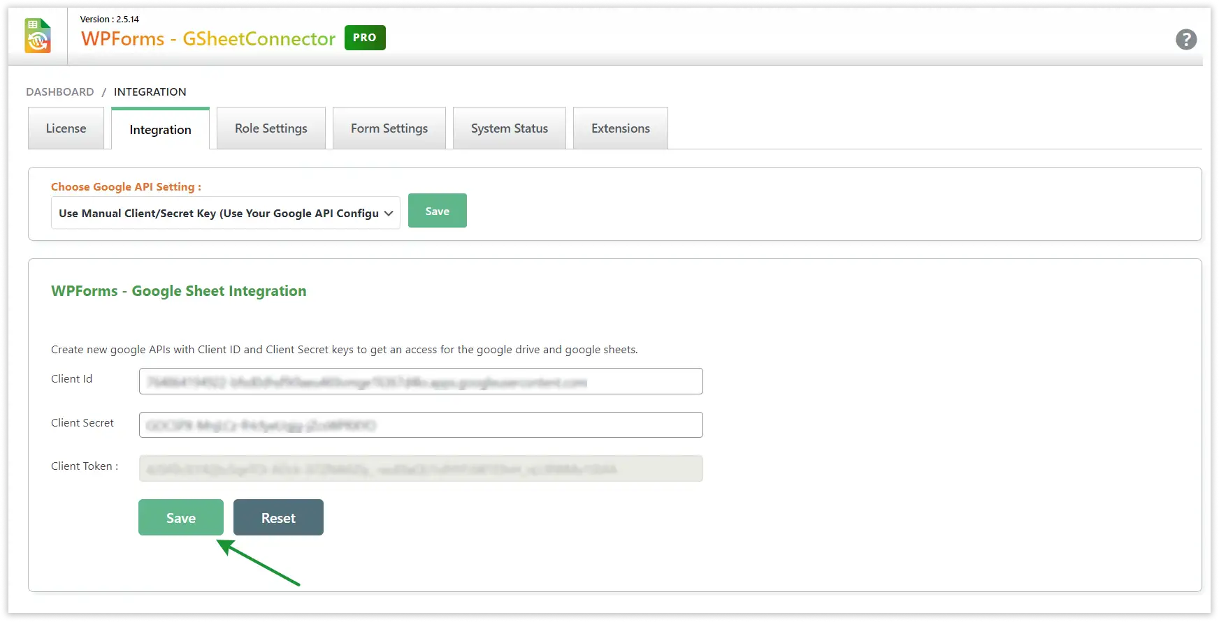 Manual Google Integration GSheetConnector configuration