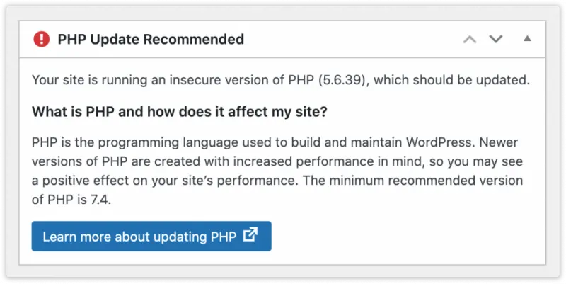 WordPress recommended PHP version for WPForms Google Sheet Connector