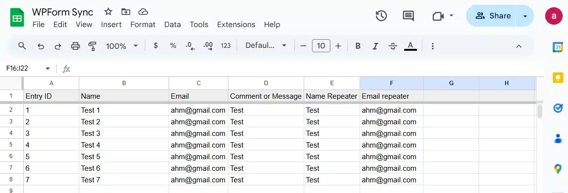 WPForms GSheetConnector Sync Entries