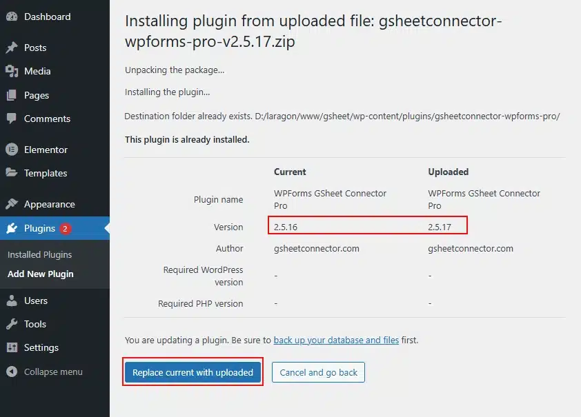 Update WordPress Plugin manually